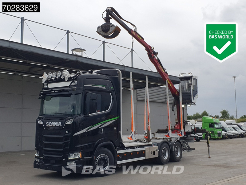 Scania S650 S 6X4 Tajfun LIV100K Kran Holztransport Retarder 3-Pedals Euro 6 - شاحنة قطع الأشجار, شاحنة كرين: صورة 1 Scania S650 S 6X4 Tajfun LIV100K Kran Holztransport Retarder 3-Pedals Euro 6 - شاحنة قطع الأشجار, شاحنة كرين: صورة 1