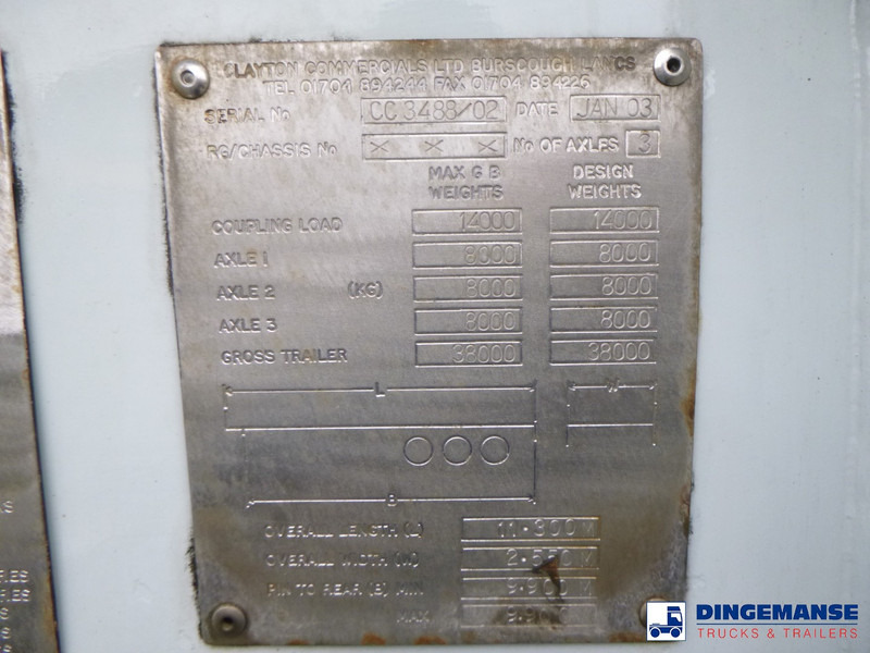 نصف مقطورة صهريج Clayton Chemical tank inox 30 m3 / 1 comp: صورة 15