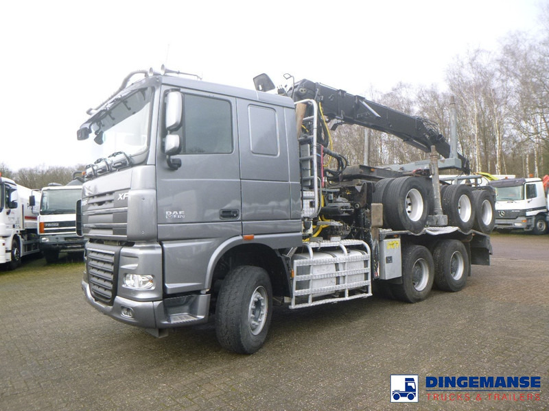 DAF XF 105.510 6x4 + Loglift F281S83 crane / timber truck + dolly - شاحنة كرين: صورة 1 DAF XF 105.510 6x4 + Loglift F281S83 crane / timber truck + dolly - شاحنة كرين: صورة 1