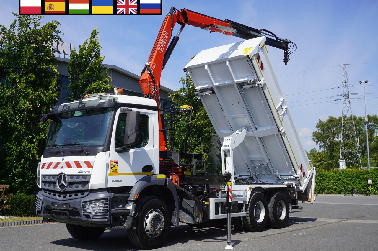 MERCEDES-BENZ AROCS 2636 / Fassi F155A.0.22 crane 6t / 120 tho. km / 3-sided dump truck / 2 x Bordmatic - شاحنة قلاب, شاحنة كرين: صورة 1 MERCEDES-BENZ AROCS 2636 / Fassi F155A.0.22 crane 6t / 120 tho. km / 3-sided dump truck / 2 x Bordmatic - شاحنة قلاب, شاحنة كرين: صورة 1