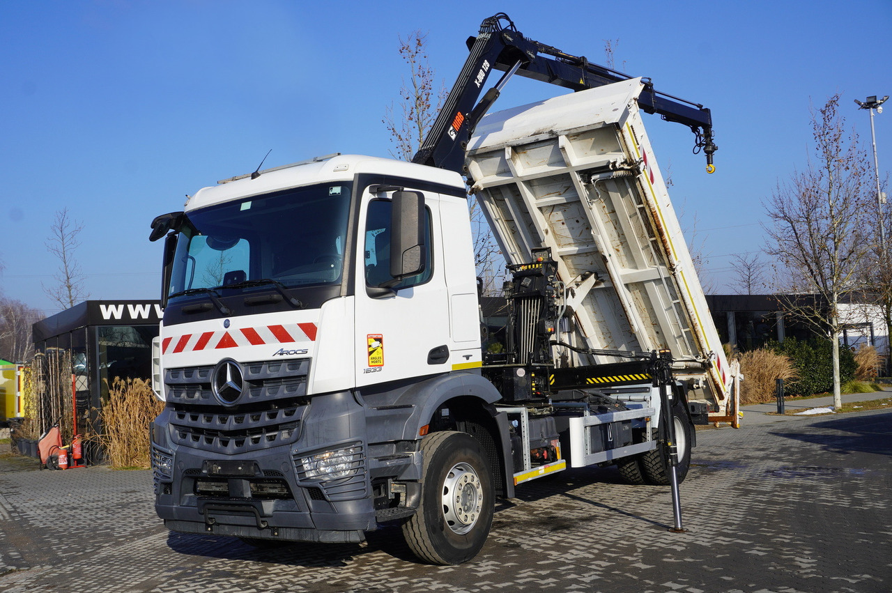 MERCEDES-BENZ Arocs 1833 / 87,000 km!!! / Hds HIAB X-DUO 128 B-2 / three-sided tipper - شاحنة كرين, شاحنة كرين: صورة 1 MERCEDES-BENZ Arocs 1833 / 87,000 km!!! / Hds HIAB X-DUO 128 B-2 / three-sided tipper - شاحنة كرين, شاحنة كرين: صورة 1