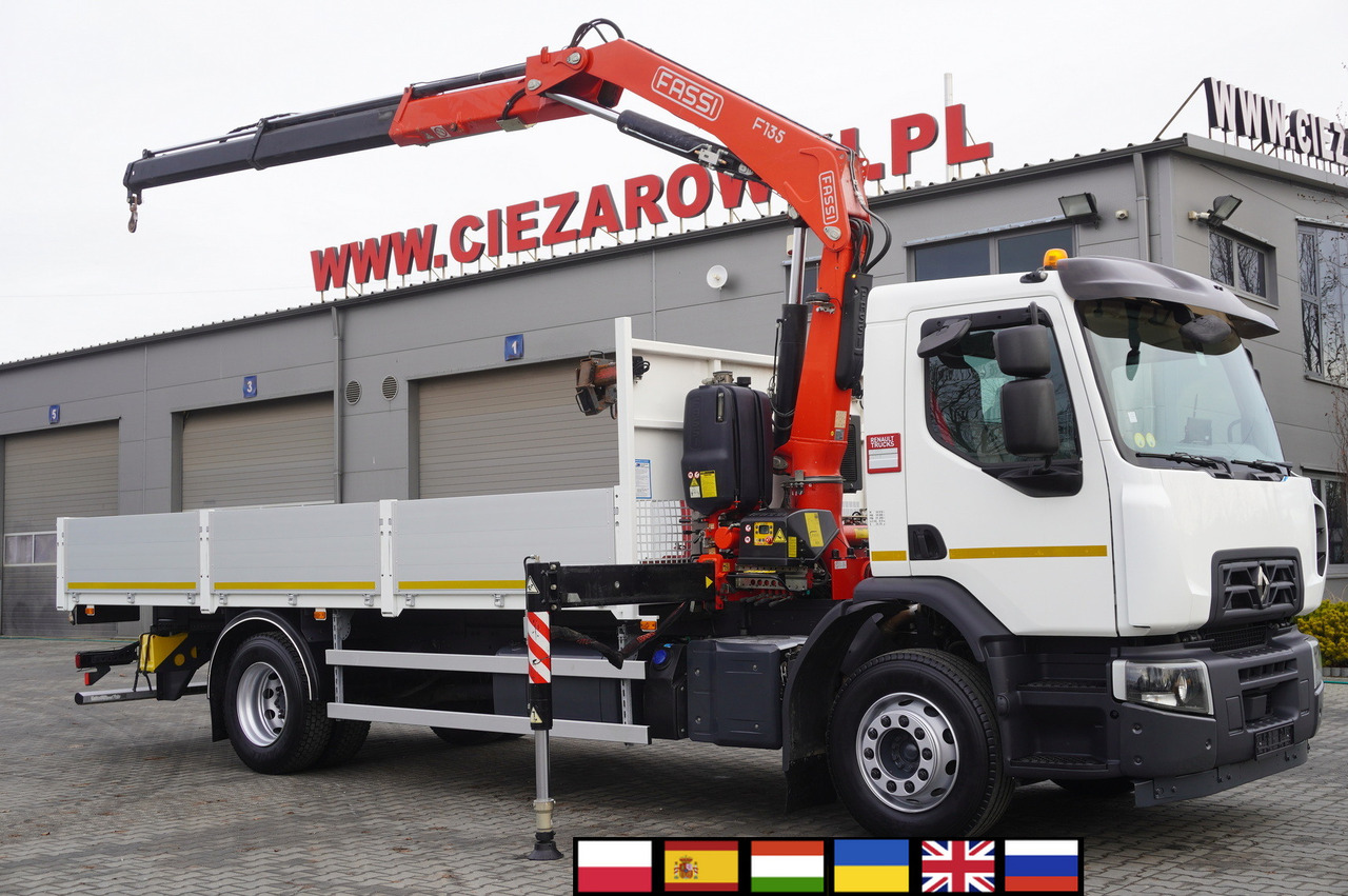 RENAULT C280 DTI 8 / FASSI crane 5.6 T / range 8 m / Flatbed 15 EPAL - شاحنات مسطحة, شاحنة كرين: صورة 1 RENAULT C280 DTI 8 / FASSI crane 5.6 T / range 8 m / Flatbed 15 EPAL - شاحنات مسطحة, شاحنة كرين: صورة 1