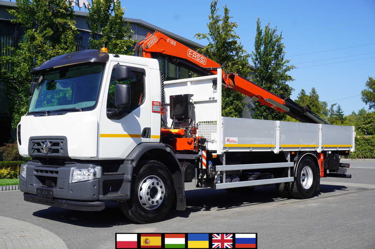 RENAULT C280 DTI 8 / FASSI crane 5.6 T / range 8 m / Flatbed 15 EPAL - شاحنات مسطحة, شاحنة كرين: صورة 1 RENAULT C280 DTI 8 / FASSI crane 5.6 T / range 8 m / Flatbed 15 EPAL - شاحنات مسطحة, شاحنة كرين: صورة 1