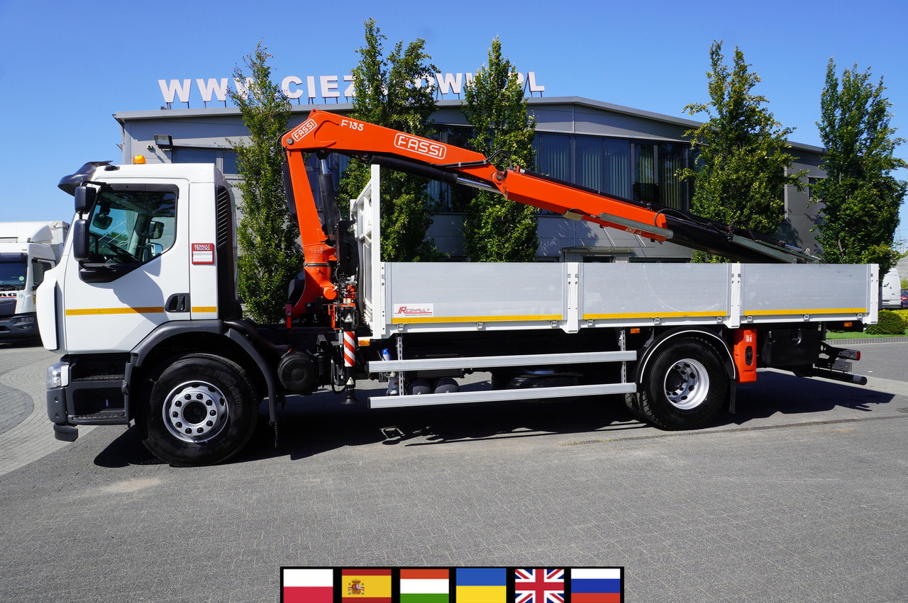 RENAULT C280 DTI 8 / FASSI crane 5.6 T / range 8 m / Flatbed 15 EPAL - شاحنات مسطحة, شاحنة كرين: صورة 1 RENAULT C280 DTI 8 / FASSI crane 5.6 T / range 8 m / Flatbed 15 EPAL - شاحنات مسطحة, شاحنة كرين: صورة 1