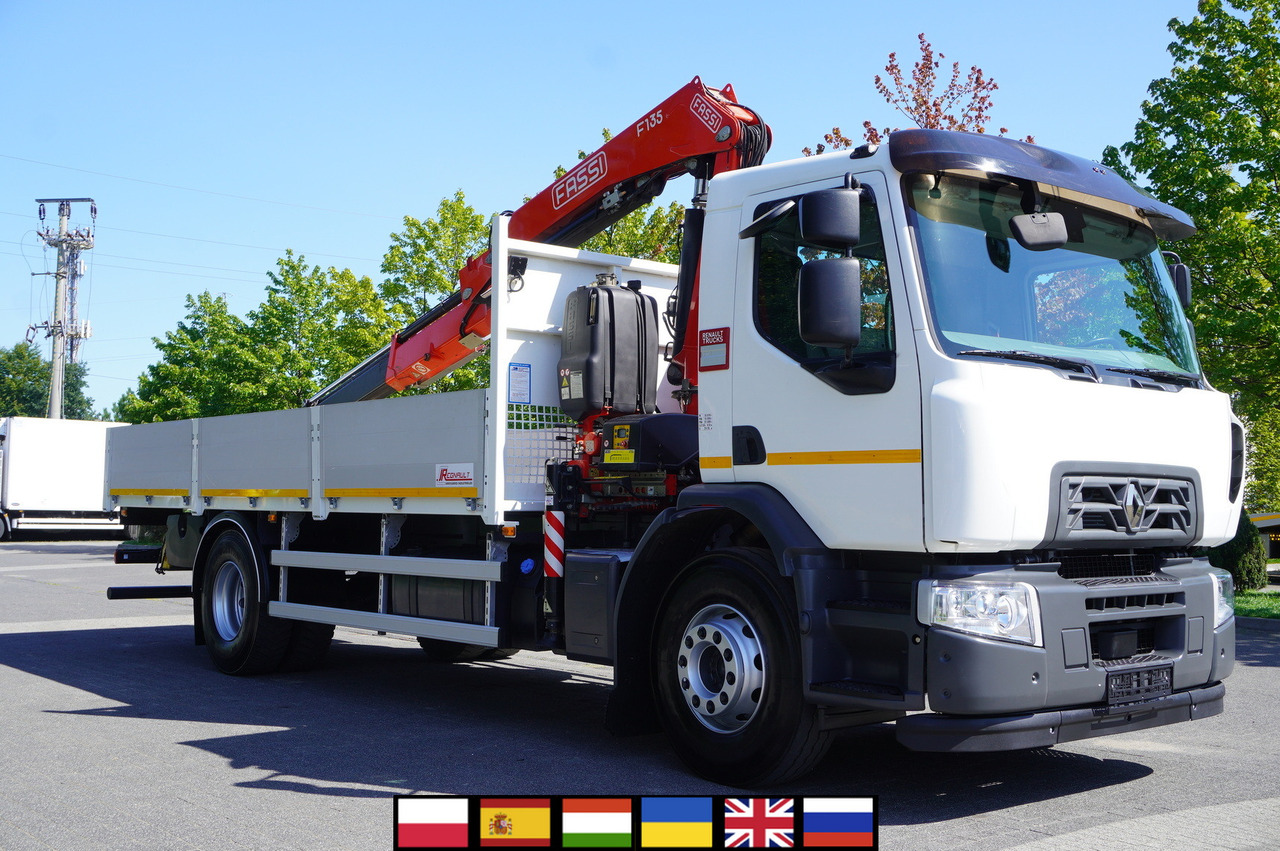 RENAULT C280 DTI 8 / FASSI crane 5.6 T / range 8 m / Flatbed 15 EPAL - شاحنات مسطحة, شاحنة كرين: صورة 1 RENAULT C280 DTI 8 / FASSI crane 5.6 T / range 8 m / Flatbed 15 EPAL - شاحنات مسطحة, شاحنة كرين: صورة 1