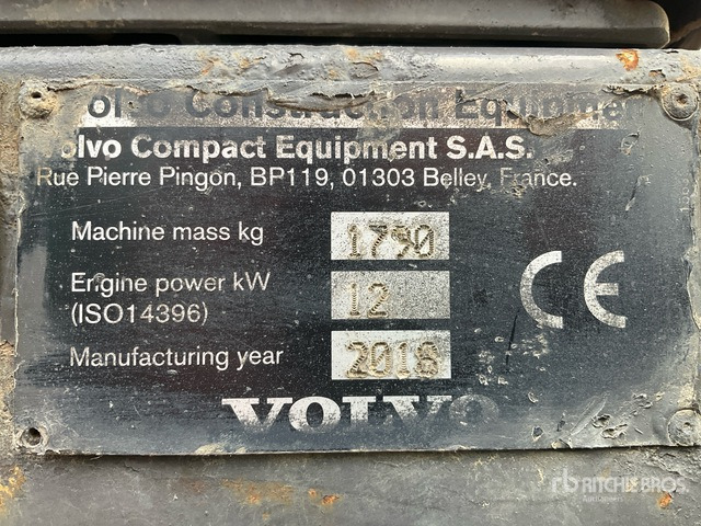 2016 Volvo EC18D Mini Excavator: <6.6t - حفارة مُصَّغرة: صورة 5 2016 Volvo EC18D Mini Excavator: <6.6t - حفارة مُصَّغرة: صورة 5