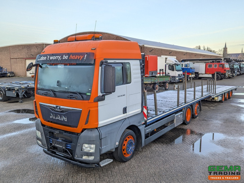 MAN TGX 26.500 6x2/4 LL Euro6 - Retarder + Recker FZ3 3-Assige Aanhanger - Uitschuifbaar - شاحنة نقل سيارات شاحنة: صورة 1 MAN TGX 26.500 6x2/4 LL Euro6 - Retarder + Recker FZ3 3-Assige Aanhanger - Uitschuifbaar - شاحنة نقل سيارات شاحنة: صورة 1