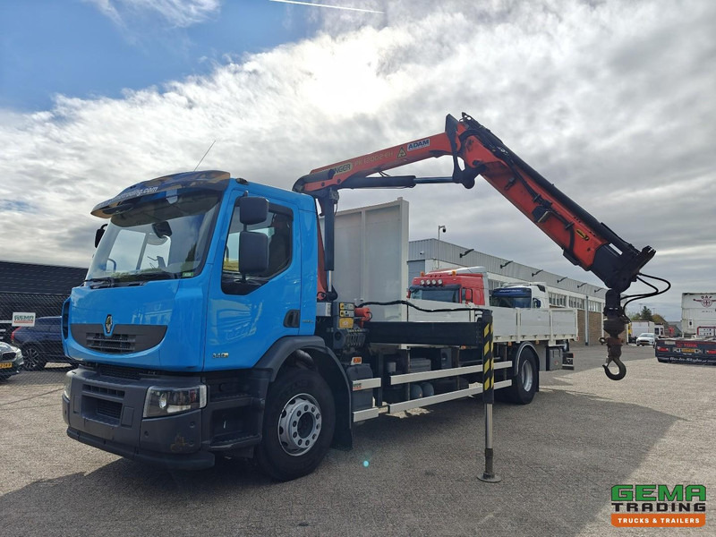 Renault Premium Lander 340 4x2 Dagcab Euro5 - Retarder - Open Laadbak 7.8M + Palfinger PK12002-EH - RadioGrafisch - شاحنات مسطحة, شاحنة كرين: صورة 1 Renault Premium Lander 340 4x2 Dagcab Euro5 - Retarder - Open Laadbak 7.8M + Palfinger PK12002-EH - RadioGrafisch - شاحنات مسطحة, شاحنة كرين: صورة 1