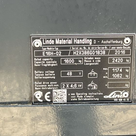 رافعة شوكية كهربائية Linde E16H-02 (386) EVO: صورة 19