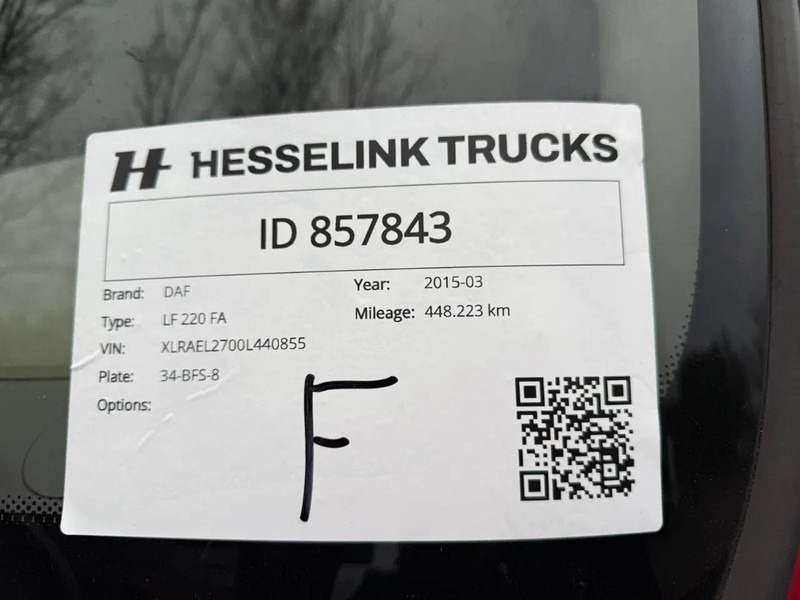 شاحنة مقفلة DAF LF 220 1500kg LBW Airco Zijdeur 448.220KM 7.6M NL Truck APK/TUV 10-03-2026: صورة 15
