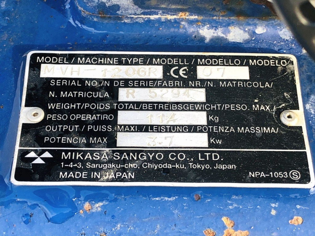 Diverses MIKASA MVH 120 GR (3932) - لوحة اهتزازية: صورة 3 Diverses MIKASA MVH 120 GR (3932) - لوحة اهتزازية: صورة 3