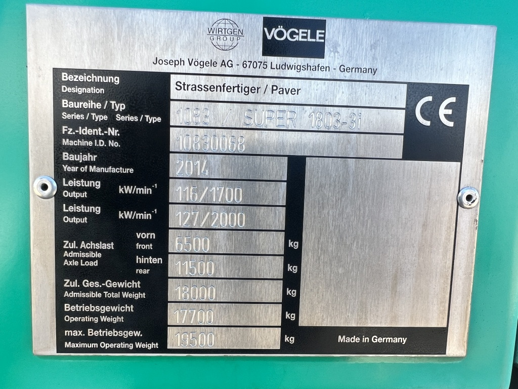 مدادة الأسفلت Vögele Super 1803-3i (111558): صورة 7