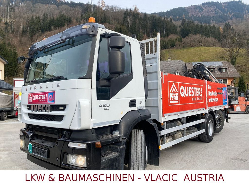 Iveco Stralis 420 eev Kran HIAB 166 Laderaum 6,35m - شاحنات مسطحة, شاحنة كرين: صورة 1 Iveco Stralis 420 eev Kran HIAB 166 Laderaum 6,35m - شاحنات مسطحة, شاحنة كرين: صورة 1