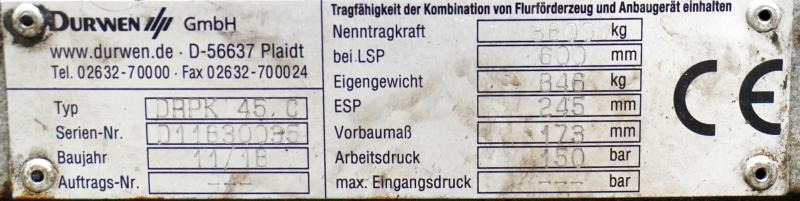 DURWEN DRPK45C, Breite 1630 mm - شوكة: صورة 5 DURWEN DRPK45C, Breite 1630 mm - شوكة: صورة 5