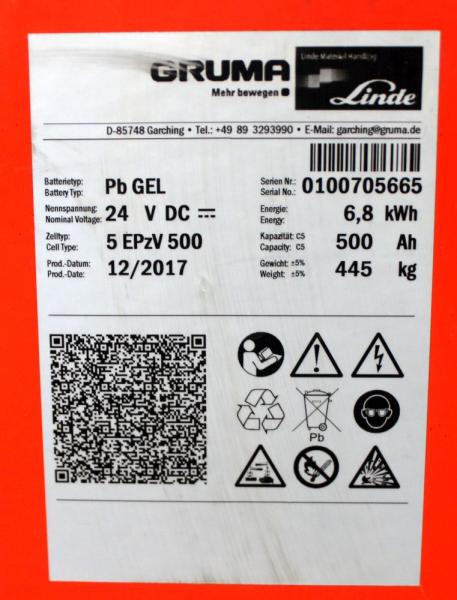 GRUMA 24 Volt 5 PzV 500 Ah - بطارية - معدات المناولة: صورة 5 GRUMA 24 Volt 5 PzV 500 Ah - بطارية - معدات المناولة: صورة 5