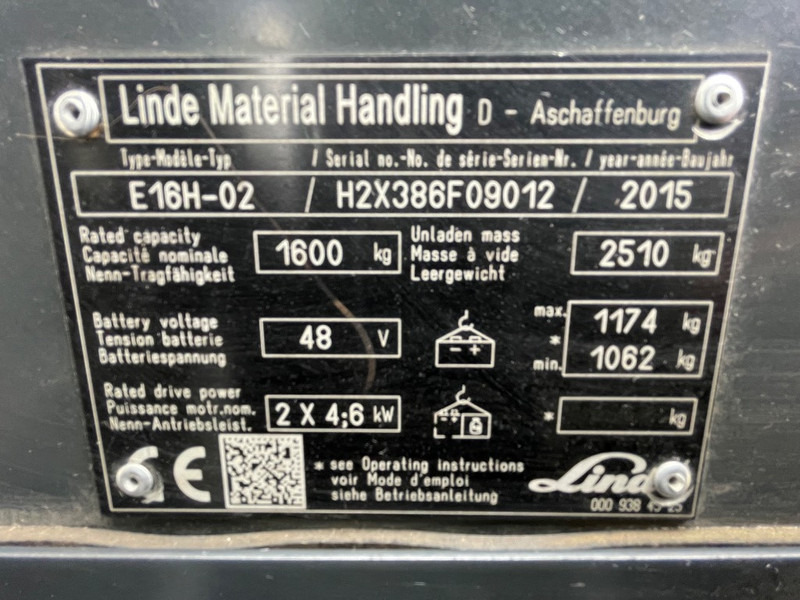 Linde E 16 H-02 - رافعة شوكية كهربائية: صورة 3 Linde E 16 H-02 - رافعة شوكية كهربائية: صورة 3