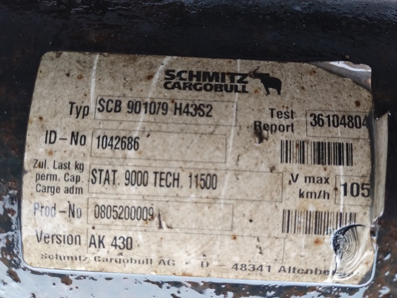 OŚ OSIE SCHMITZ CARGOBULL SCB9010/9 H43S2 AK430 - تعليق - عربة مقطورة: صورة 3 OŚ OSIE SCHMITZ CARGOBULL SCB9010/9 H43S2 AK430 - تعليق - عربة مقطورة: صورة 3