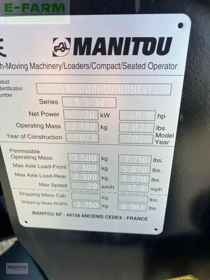 اللودر بعجل Manitou mla 4-50h knicklader demogerät: صورة 9 اللودر بعجل Manitou mla 4-50h knicklader demogerät: صورة 9