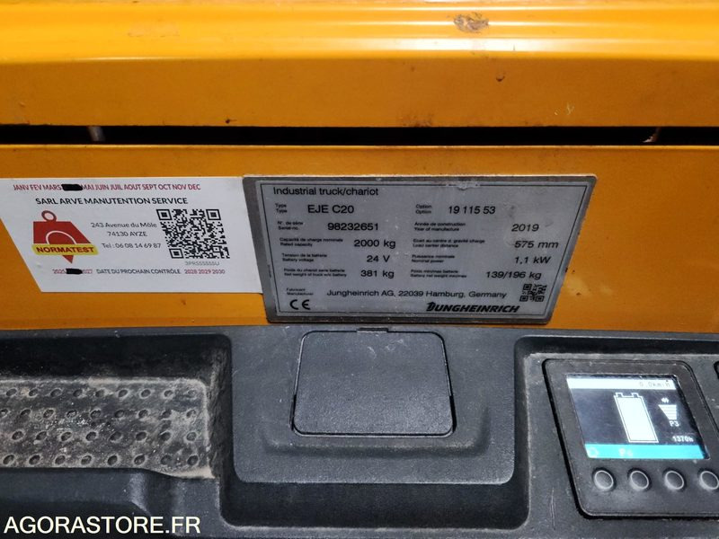2 TRANSPALETTES ELECTRIQUE A LEVEE INITIALE 24V 150Ah CHARGEUR EMBARQUE DE 2019 - شاحنة باليت: صورة 1 2 TRANSPALETTES ELECTRIQUE A LEVEE INITIALE 24V 150Ah CHARGEUR EMBARQUE DE 2019 - شاحنة باليت: صورة 1