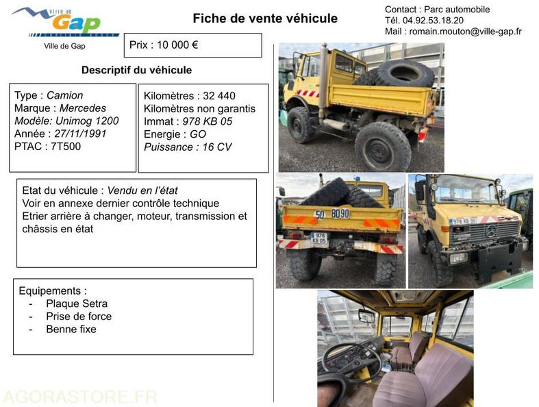 CAMION MERCEDES UNIMOG 1200 - شاحنة: صورة 1 CAMION MERCEDES UNIMOG 1200 - شاحنة: صورة 1