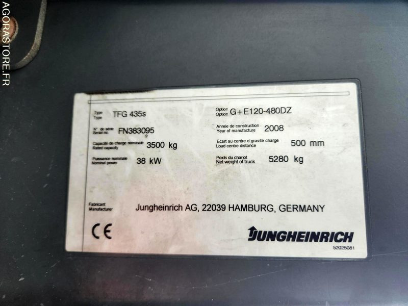 CHARIOT JUNGHEINRICH DFG 435s 480DZ - 2008 / 3260 HEURES - رافعة شوكية تعمل بالغاز: صورة 4 CHARIOT JUNGHEINRICH DFG 435s 480DZ - 2008 / 3260 HEURES - رافعة شوكية تعمل بالغاز: صورة 4