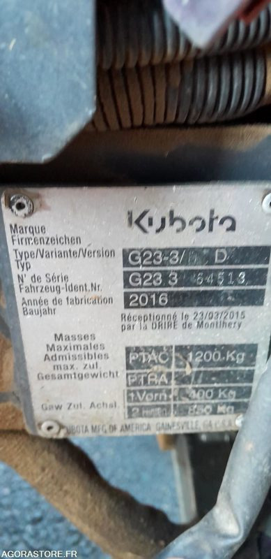 TONDEUSE AUTOPORTEE KUBOTA G23 - جزازة أعشاب الحدائق: صورة 3 TONDEUSE AUTOPORTEE KUBOTA G23 - جزازة أعشاب الحدائق: صورة 3