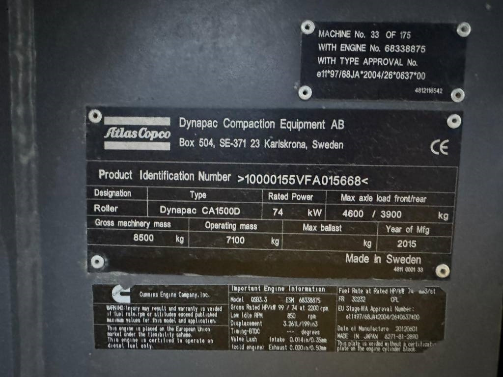 مدحلة ضاغطة Dynapack CA1500D: صورة 11