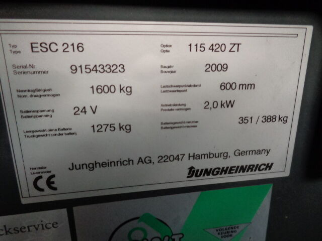 Jungheinrich ESC 216 - شاحنة مناوِلة: صورة 3 Jungheinrich ESC 216 - شاحنة مناوِلة: صورة 3