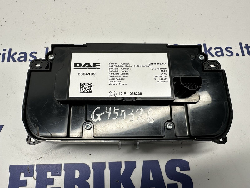 DAF AC, heater control, switch - لوحة القيادة - شاحنة: صورة 2 DAF AC, heater control, switch - لوحة القيادة - شاحنة: صورة 2