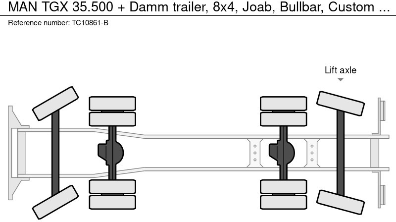 MAN TGX 35.500 + Damm trailer, 8x4, Joab, Bullbar, Custom interieur - شاحنة ذات خطاف: صورة 4 MAN TGX 35.500 + Damm trailer, 8x4, Joab, Bullbar, Custom interieur - شاحنة ذات خطاف: صورة 4
