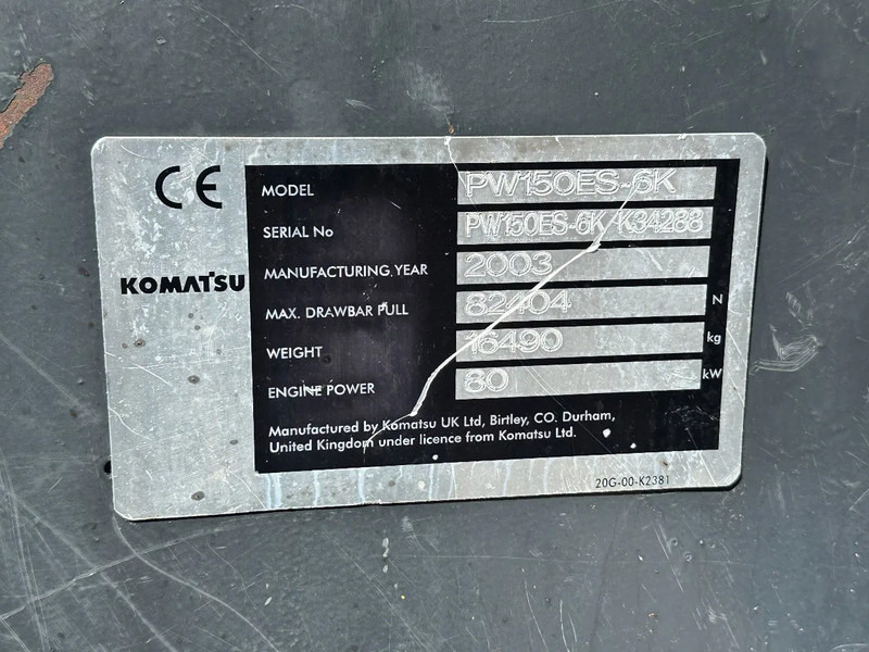 حفارة دولاب Komatsu PW150ES-6K CE: صورة 16
