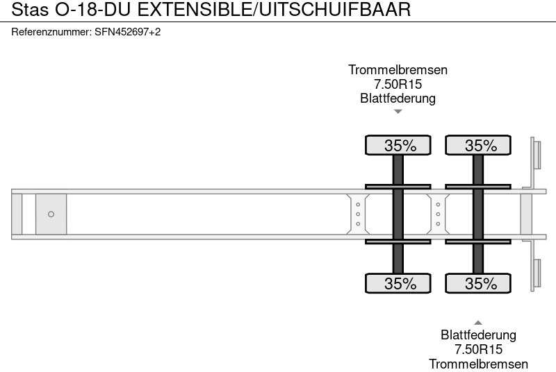عربة منخفضة مسطحة نصف مقطورة Stas O-18-DU EXTENSIBLE/UITSCHUIFBAAR: صورة 10