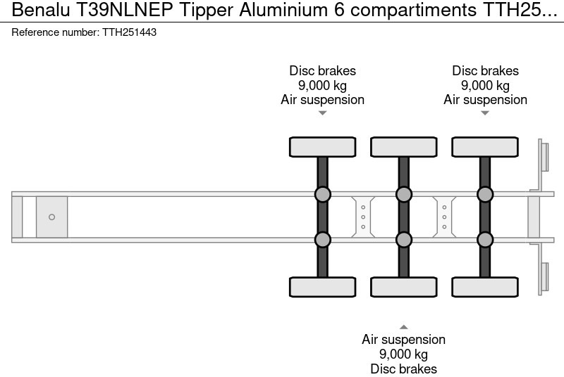 نصف مقطورة صهريج Benalu T39NLNEP Tipper Aluminium 6 compartiments: صورة 20