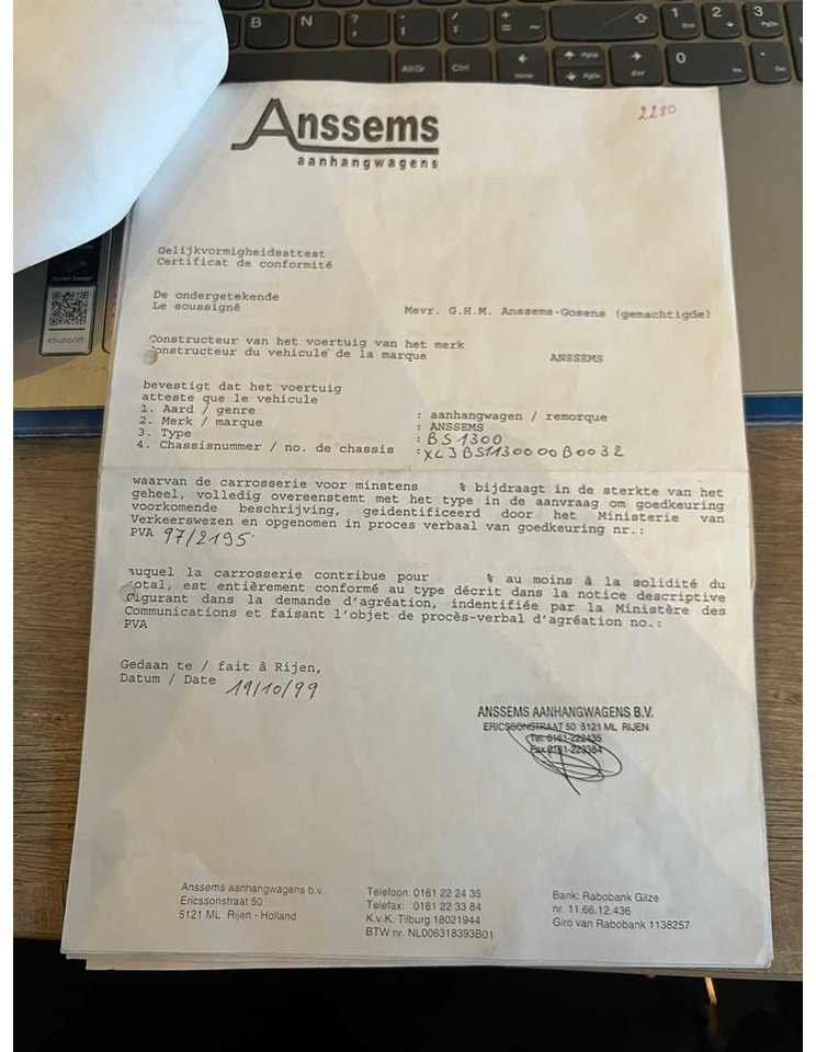 عربة مقطورة ANSSEMS - 1300 - BS1300 - TRAILER: صورة 14