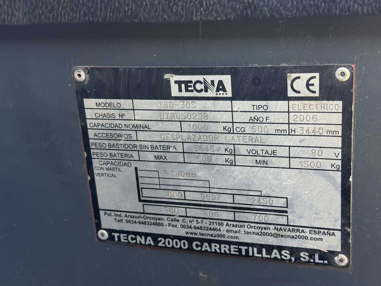 رافعة شوكية TECNA TSD - 30S ELECTRIC FORKLIFT: صورة 17