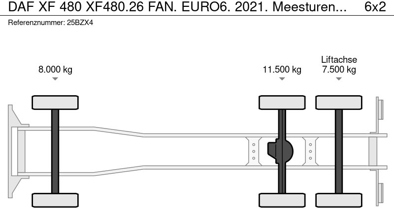 شاحنة هيكل كابينة DAF XF 480 XF480.26 FAN. EURO6. 2021. Meesturende achteras!!: صورة 12