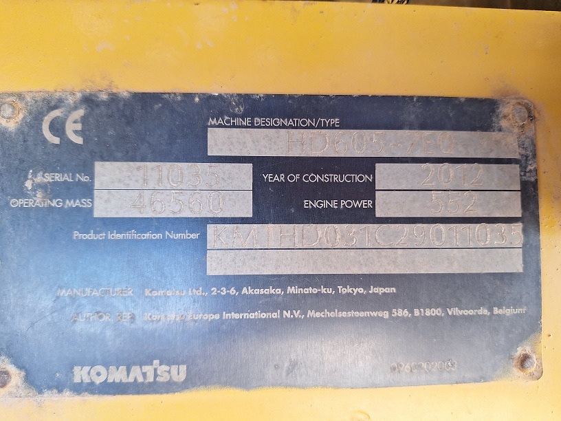 KOMATSU HD605-7EO - شاحنة قلاب صلبة: صورة 5 KOMATSU HD605-7EO - شاحنة قلاب صلبة: صورة 5