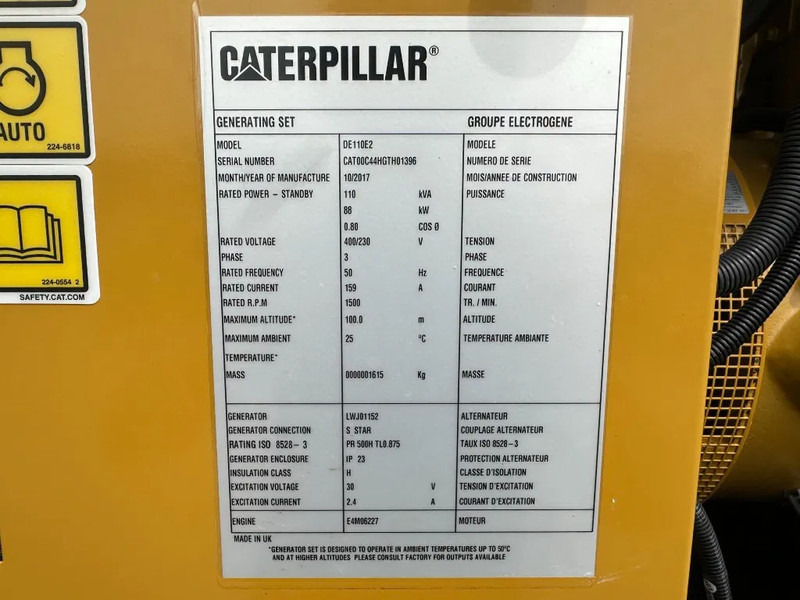 Caterpillar DE110E2 110 kVA Silent generatorset as New ! 121 hours XXL tank - مجموعة المولدات: صورة 3 Caterpillar DE110E2 110 kVA Silent generatorset as New ! 121 hours XXL tank - مجموعة المولدات: صورة 3