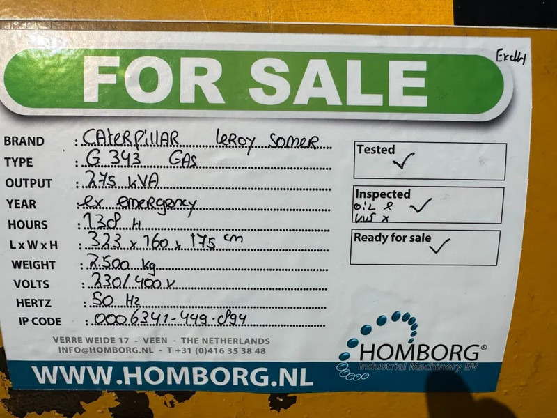 مجموعة المولدات Caterpillar G343 Leroy Somer 275 kVA gas generatorset ex Emergency 138 hours !: صورة 17 مجموعة المولدات Caterpillar G343 Leroy Somer 275 kVA gas generatorset ex Emergency 138 hours !: صورة 17