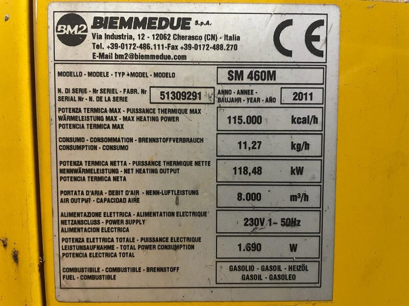 Dieselheater Air to Air SM 460M 119 kW - 8000 m3 / h Diesel Heater Kachel - سخان البناء: صورة 3 Dieselheater Air to Air SM 460M 119 kW - 8000 m3 / h Diesel Heater Kachel - سخان البناء: صورة 3