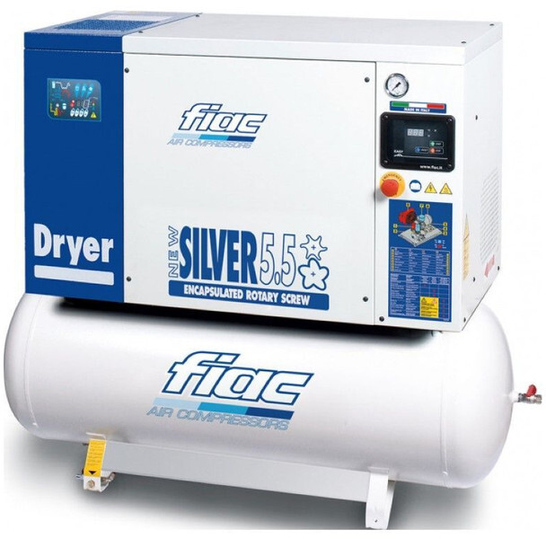 Fiac New Silver D 5.5 / 200 Silent 4 kW 450 L / min 10 Bar Elektrische Schroefcompressor met ketel en droger - الضاغط: صورة 1 Fiac New Silver D 5.5 / 200 Silent 4 kW 450 L / min 10 Bar Elektrische Schroefcompressor met ketel en droger - الضاغط: صورة 1
