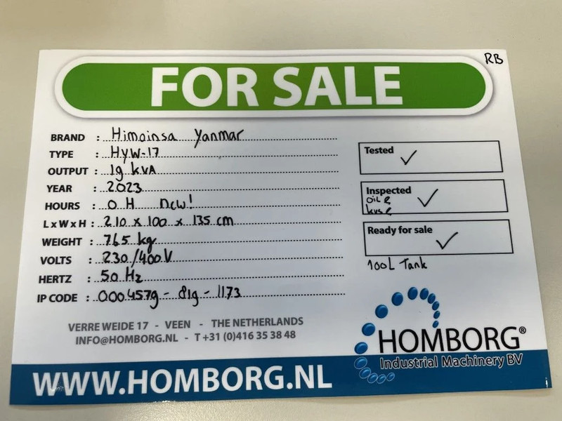 جديدة مجموعة المولدات Himoinsa HYW-17 Yanmar Stamford 19 kVA Supersilent Stage 5 Generatorset Nieuw !: صورة 18