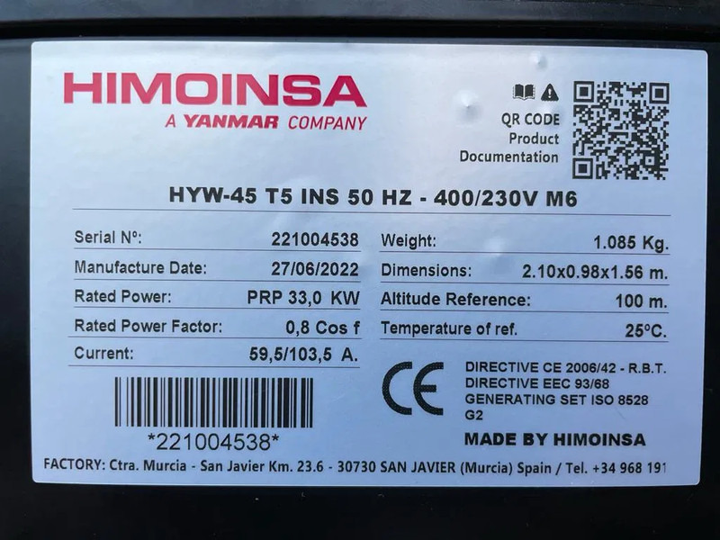Himoinsa HYW 45 Yanmar Stamford 45 kVA Supersilent Rental generatorset as New ! - مجموعة المولدات: صورة 3 Himoinsa HYW 45 Yanmar Stamford 45 kVA Supersilent Rental generatorset as New ! - مجموعة المولدات: صورة 3