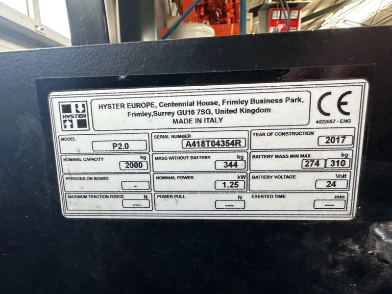 Hyster P2.0 Palletwagen 2 ton Elektra Pallettruck - شاحنة باليت: صورة 4 Hyster P2.0 Palletwagen 2 ton Elektra Pallettruck - شاحنة باليت: صورة 4