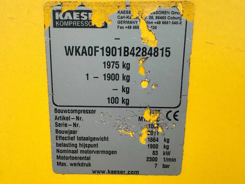 Kaeser M122 Deutz 11.1 m3 / min 10 Bar 83 kW Mobiele Diesel Compressor - الضاغط: صورة 3 Kaeser M122 Deutz 11.1 m3 / min 10 Bar 83 kW Mobiele Diesel Compressor - الضاغط: صورة 3