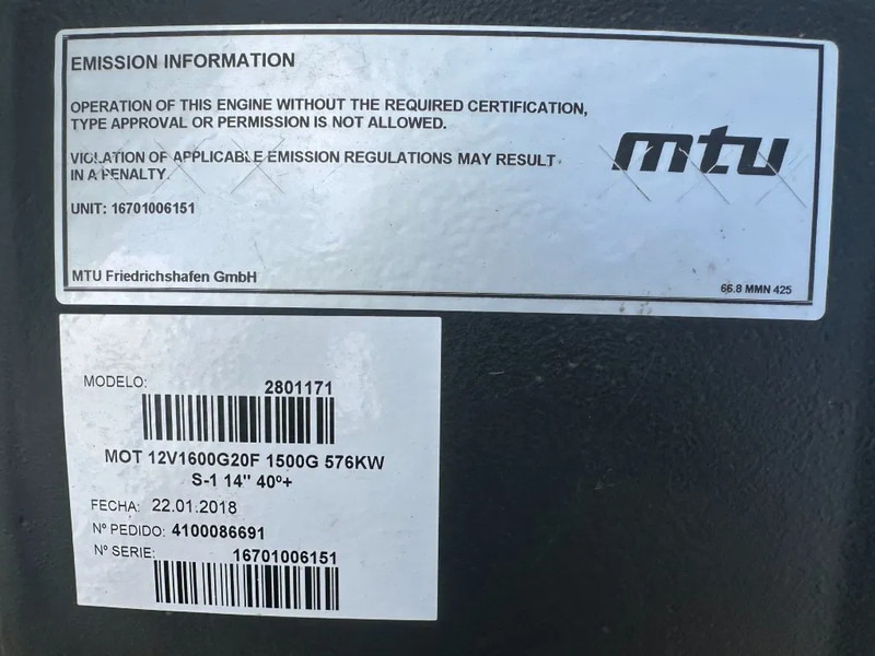 جديدة مجموعة المولدات MTU 12V1600 G20F Himoinsa 700 kVA generatorset New ! Overstock !: صورة 7