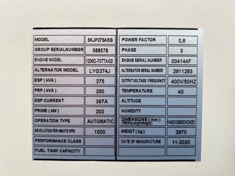 Perkins 275 kVA - 1206D-70TTAG3 Stamford 275 kVA Supersilent generatorset New ! - مجموعة المولدات: صورة 2 Perkins 275 kVA - 1206D-70TTAG3 Stamford 275 kVA Supersilent generatorset New ! - مجموعة المولدات: صورة 2