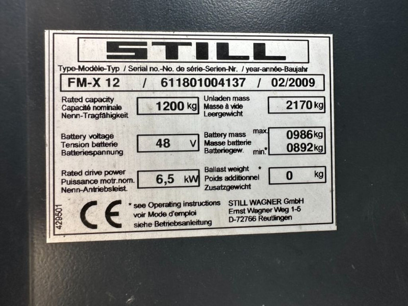 Still FM-X 12 Reachtruck 1.2 ton Triplex Freelift Sideshift Elektra Reachtruck - شاحنة مناوِلة: صورة 3 Still FM-X 12 Reachtruck 1.2 ton Triplex Freelift Sideshift Elektra Reachtruck - شاحنة مناوِلة: صورة 3