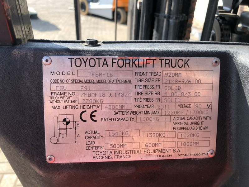 Toyota 1.6 ton Triplex Freelift Sideshift Elektra Heftruck - رافعة شوكية كهربائية: صورة 3 Toyota 1.6 ton Triplex Freelift Sideshift Elektra Heftruck - رافعة شوكية كهربائية: صورة 3