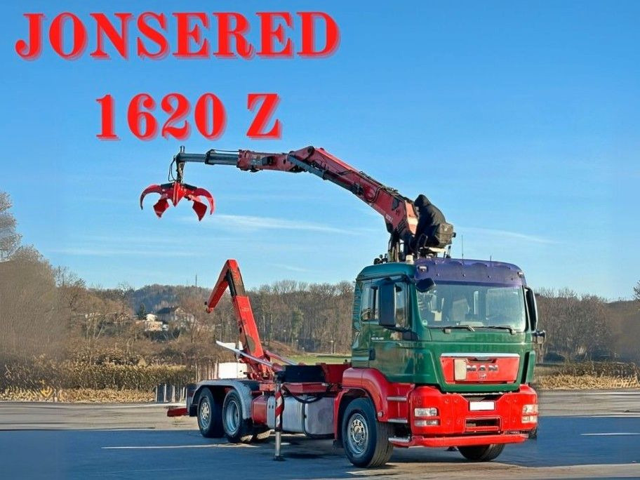 MAN TGS 26.480 * Abrollkipper * JONSERED 1620 Z! - شاحنة ذات خطاف, شاحنة كرين: صورة 1 MAN TGS 26.480 * Abrollkipper * JONSERED 1620 Z! - شاحنة ذات خطاف, شاحنة كرين: صورة 1
